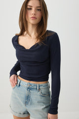 Cowl Neck Long Sleeve Top