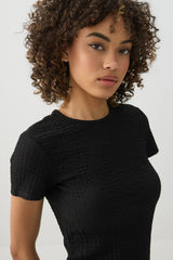 Textured Knit Short Sleeve T-Shirt