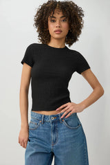Textured Knit Short Sleeve T-Shirt