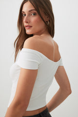 Rib Off Shoulder Crop Top