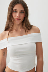 Rib Off Shoulder Crop Top