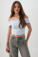 Rib Off Shoulder Crop Top