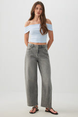 Rib Off Shoulder Crop Top