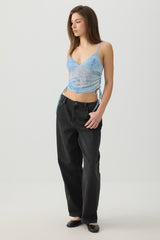 Mesh Ruched Side Tank Top