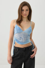 Mesh Ruched Side Tank Top
