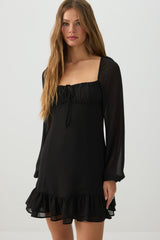 Chiffon Long Sleeve Mini Dress
