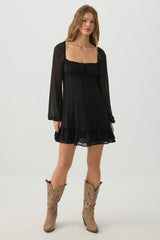 Chiffon Long Sleeve Mini Dress