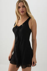 Chiffon Sleeveless Mini Dress with Ruffles