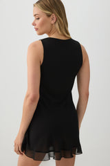 Chiffon Sleeveless Mini Dress with Ruffles