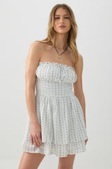 Smocked Strapless Mini Dress