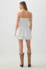 Smocked Strapless Mini Dress