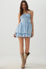 Smocked Strapless Mini Dress
