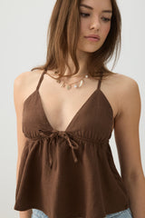 Linen Blend Babydoll Tank Top