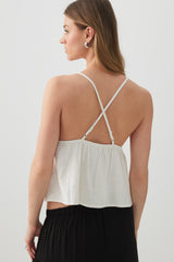 Linen Blend Babydoll Tank Top