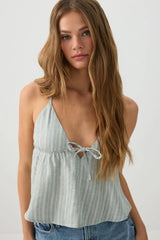 Linen Blend Babydoll Tank Top