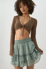 Chiffon Tiered Mini Skirt