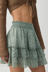 Chiffon Tiered Mini Skirt