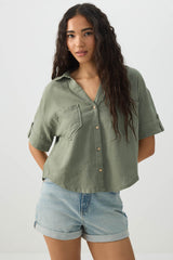 Linen Blend Utility Shirt