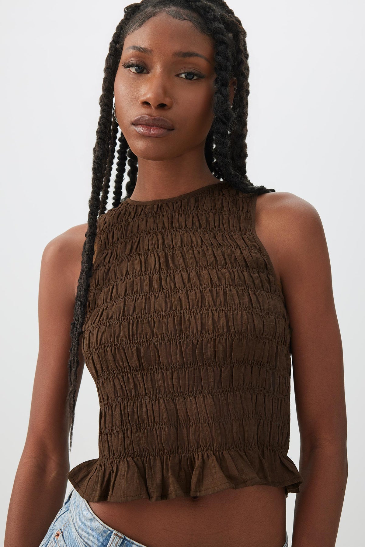 Smocked Crop Tank Top