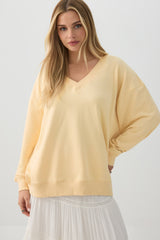 French Terry Oversized V-Neck Sweatshirt