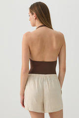 Linen Blend Mid Rise Shorts