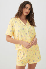 Printed Notch Collar Pajama Set