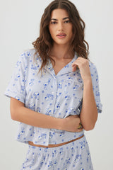 Printed Notch Collar Pajama Set