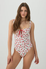 Fruit Print Milkmaid One Piece Swimsuit