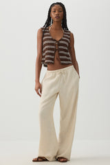 Striped Tie Front Sweater Tank