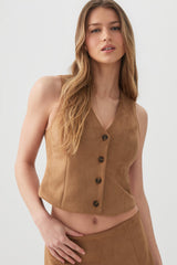 Crop Faux Suede Vest