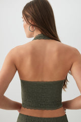Lace Halter Top with Bow