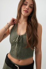 Lace Halter Top with Bow
