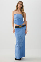 Patchwork Knit Lace Maxi Skirt