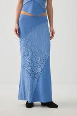 Patchwork Knit Lace Maxi Skirt