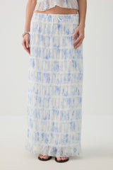Crinkled Chiffon Tiered Maxi Skirt