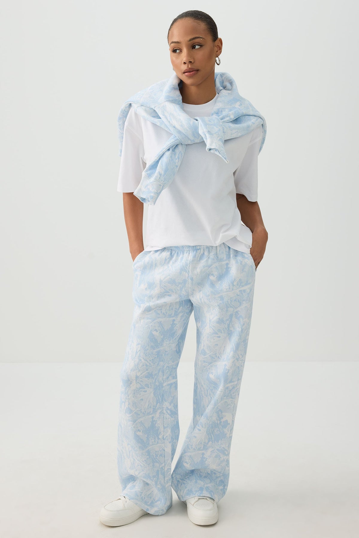 Blue Camo Wide Leg Sweatpants