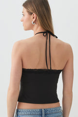 Lace Trim Halter Tank Top