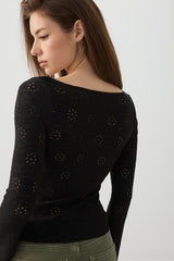 Ruched Front Eyelet Top