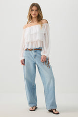 Off Shoulder Tiered Blouse