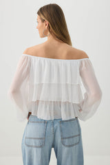 Off Shoulder Tiered Blouse