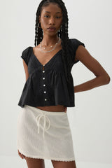 Plunge Neck Flowy Blouse