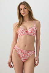 Floral Lace Balconette Push Up Bra