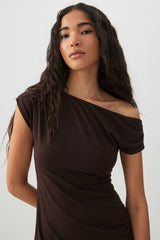 Off Shoulder Mini dress with Side Ruching