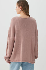 Oversized Cable Knit V-Neck Sweater