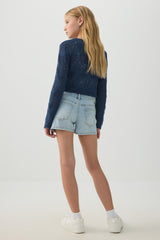 Denim Shorts with Bow Details