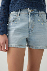 Denim Shorts with Bow Details