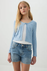 Denim Shorts with Bow Details