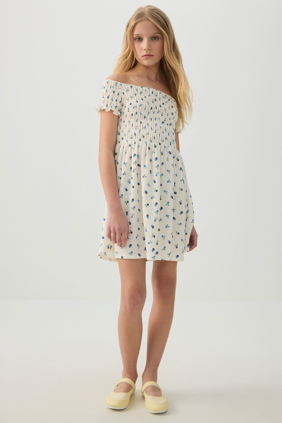 Smocked Off Shoulder Dress
