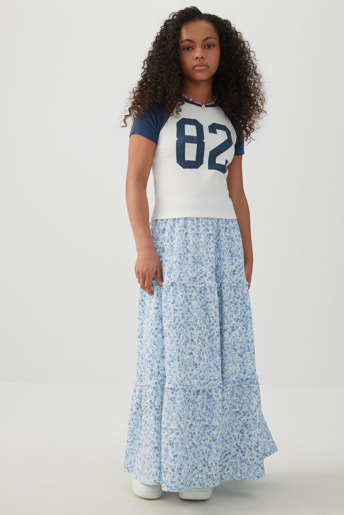Textured Knit Tiered Maxi Skirt
