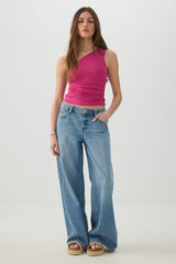 Ruched One Shoulder Tank Top